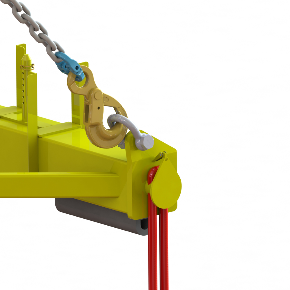 Round sling in attachment point on T-bar