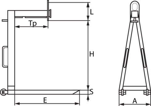 For handling standard pallets from the short side we offer this pallet fork with horizontal boom
