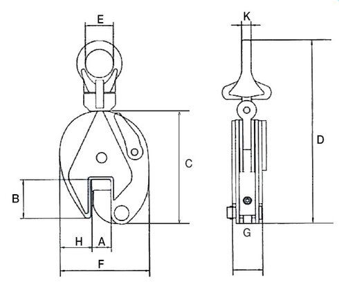 Vertical Lifting Clamp for steel plates LTABT blueprint