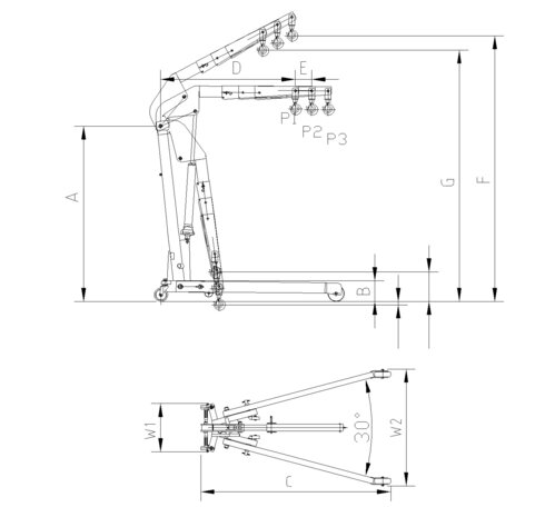 Compact foldable beam lift PUNOS1000PROKT blueprint