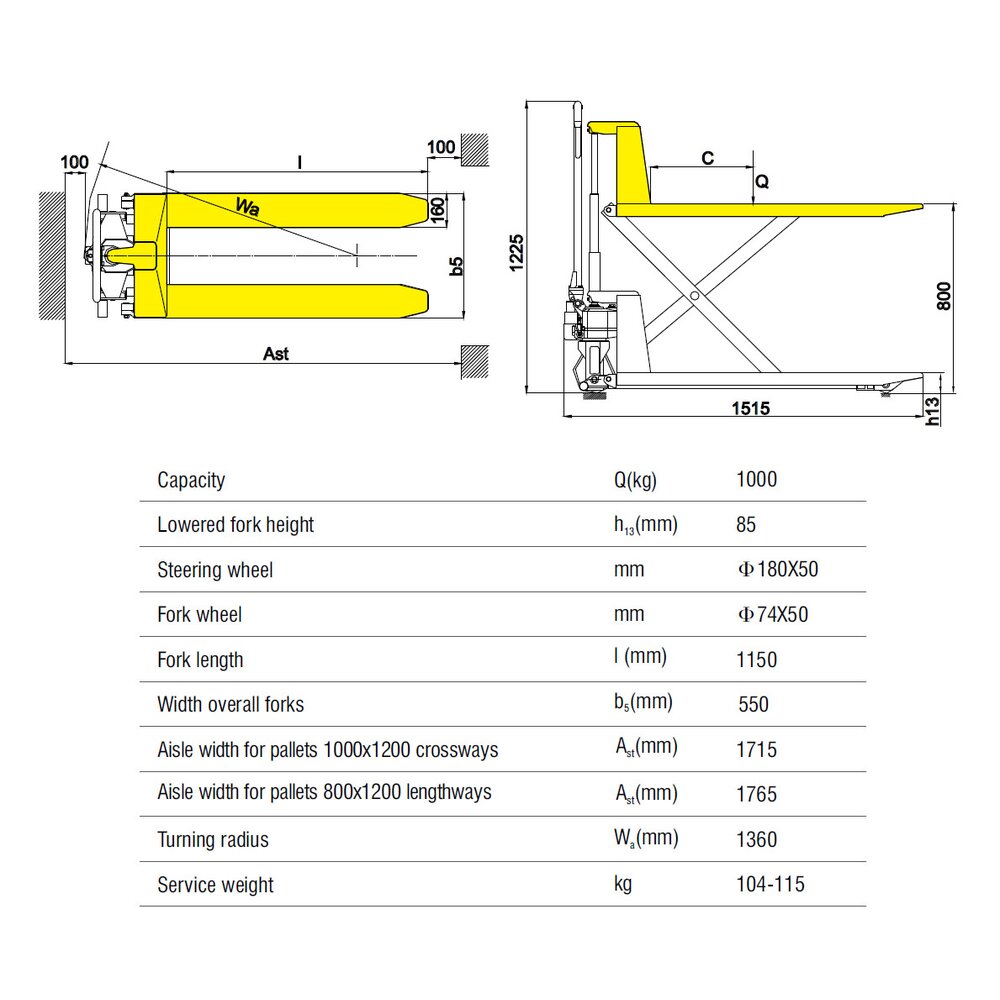 High lift pallet truck