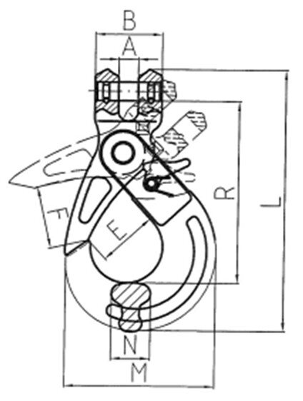 Clevis Self-locking Hook POWERTEX SLC drawing