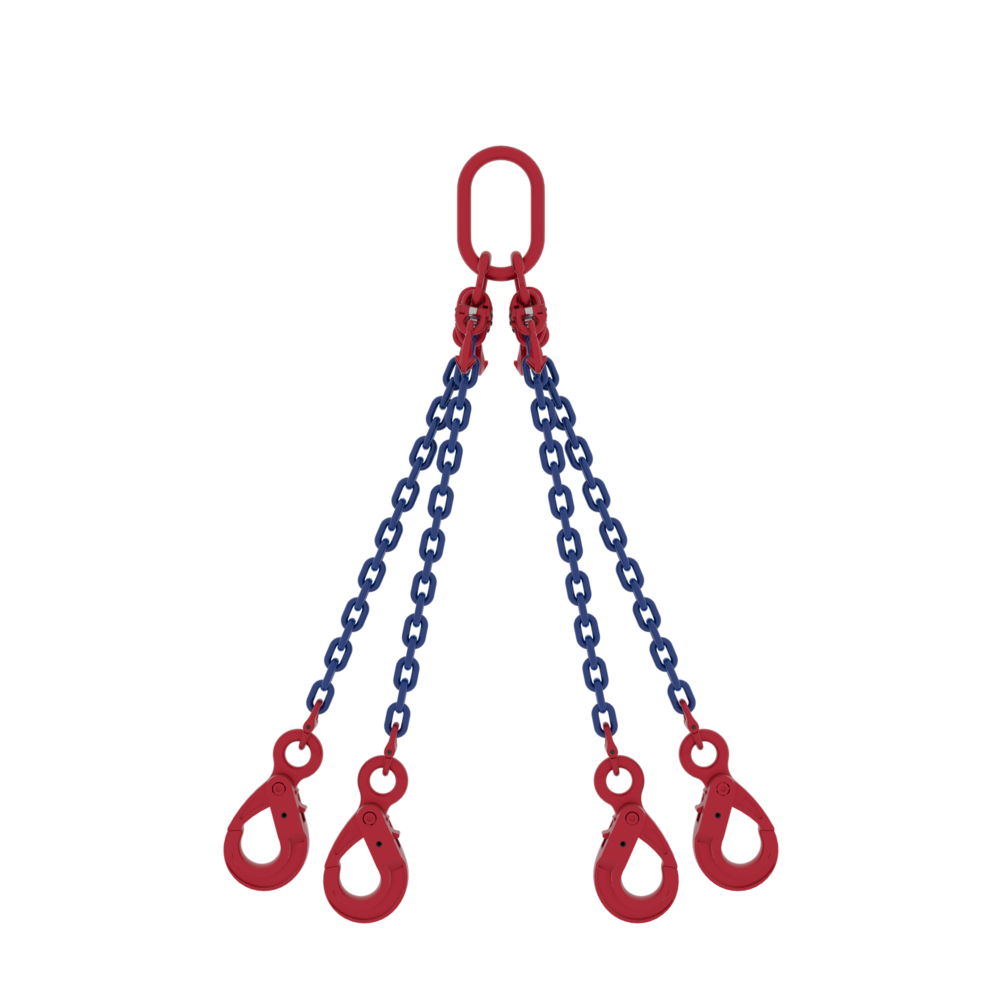 Powertex Four-Leg Chain Sling with Safety Hooks for Heavy Lifting