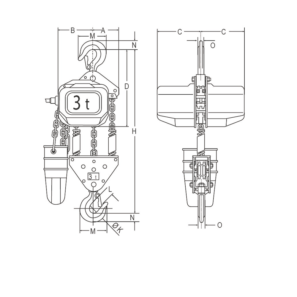 Electric Chain Hoist Elephant FBH 400 V 2 speed
