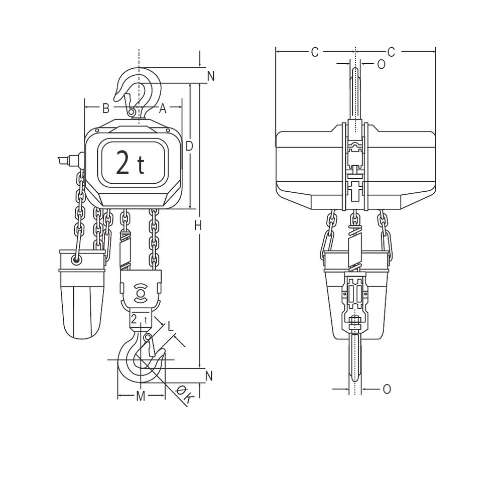 Electric Chain Hoist Elephant FBH 400 V 2 speed