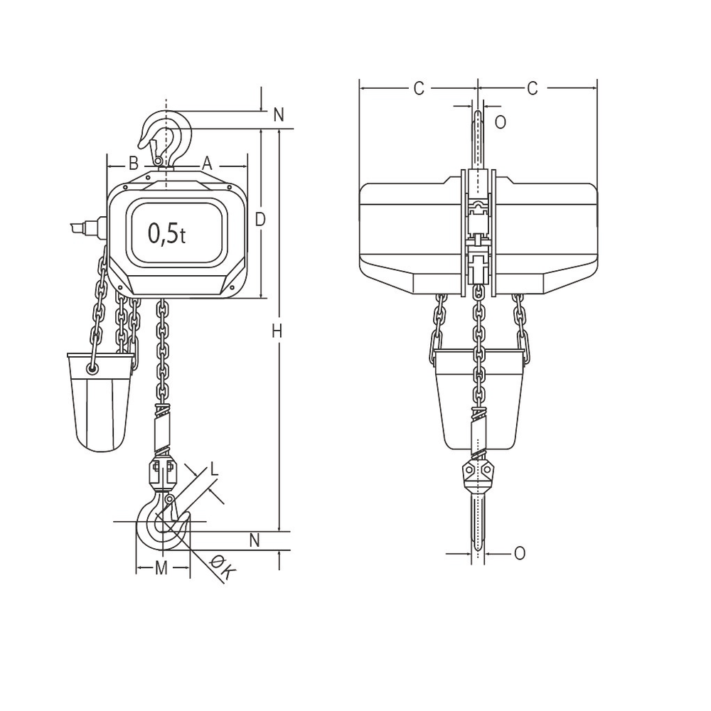 Electric Chain Hoist Elephant FBH 400 V 2 speed