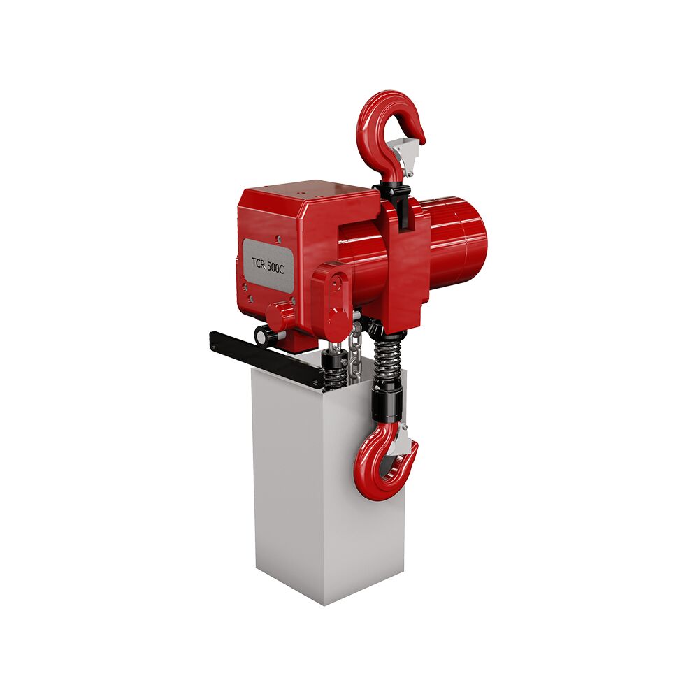 The air chain hoist RED ROOSTER TCR from 250 KG to 2 tons lifting capacity.