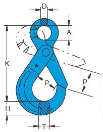 Yoke Safety hook X-025 measurement Yoke Safety hook X-025 measurement